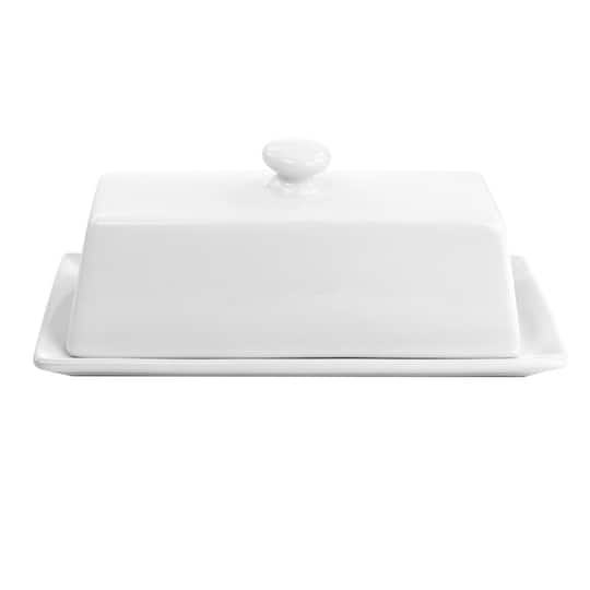 Martha Stewart White Ceramic Butter Dish with Lid